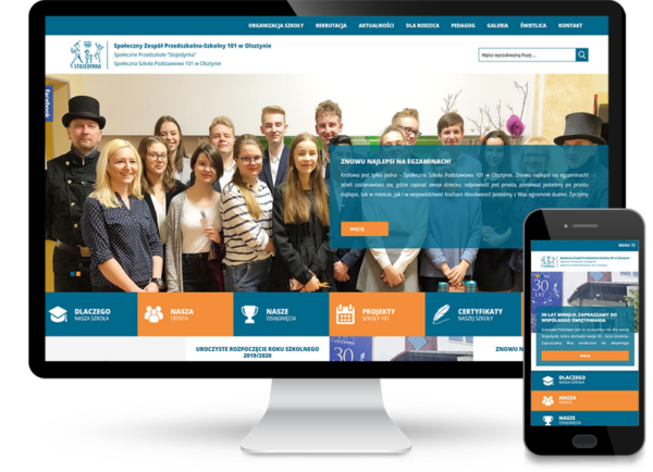 Realizacja strona internetowa dla szkoły 101 SPP w Olsztynie
