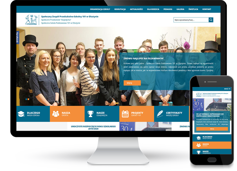 Realizacja strona internetowa dla szkoły 101 SPP w Olsztynie