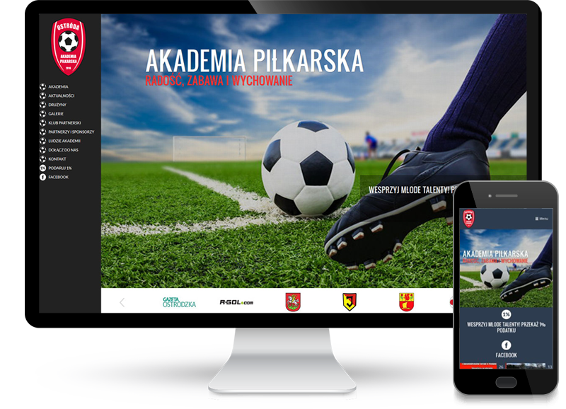 Strona internetowa dla Akademii Piłkarskiej