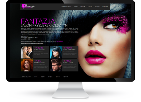 Strona www dla zakładu fryzjerskiego w Olsztynie