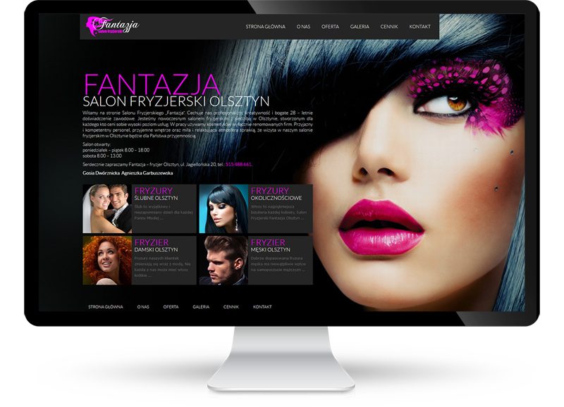 Strona www dla zakładu fryzjerskiego w Olsztynie