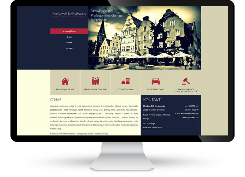 Strona www dla kancelarii Mystkowscy z Olsztyna