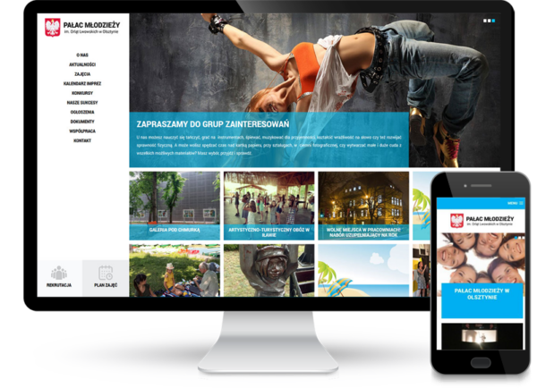 Strona internetowa dla Pałacu Młodzieży w Olsztynie