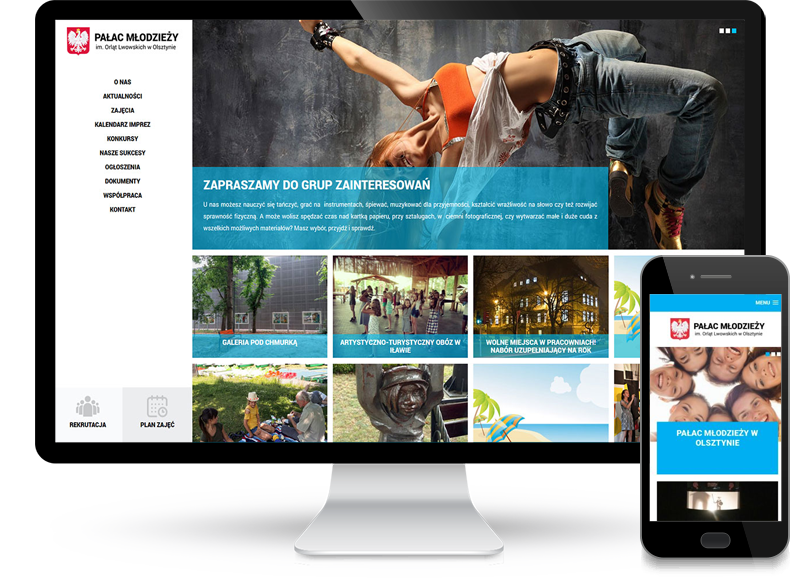 Strona internetowa dla Pałacu Młodzieży w Olsztynie