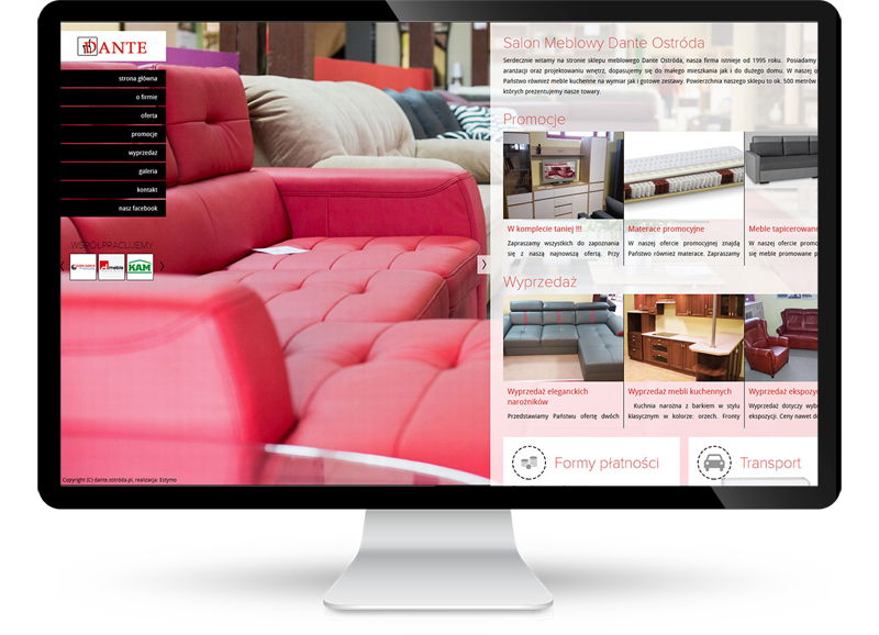 Strona internetowa dla salonu meblowego