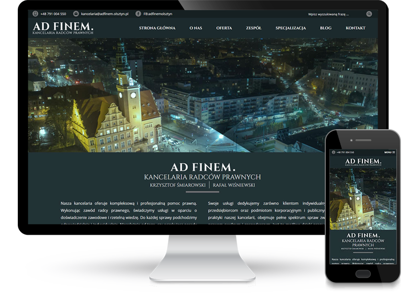 Realizacja dla kancelarii Ad Finem – strona www