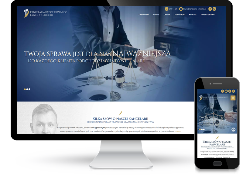 Strona internetowa dla Radca Prawny Tołoczko Olsztyn