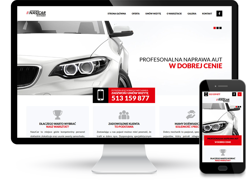 Realizacja NaszCar – strona internetowa