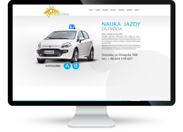 Strona www zrealizowana dla nauki jazdy