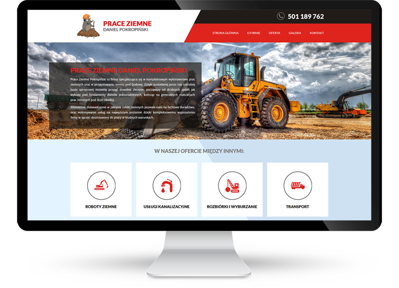 Strona internetowa dla firmy budowlanej Pokropiński
