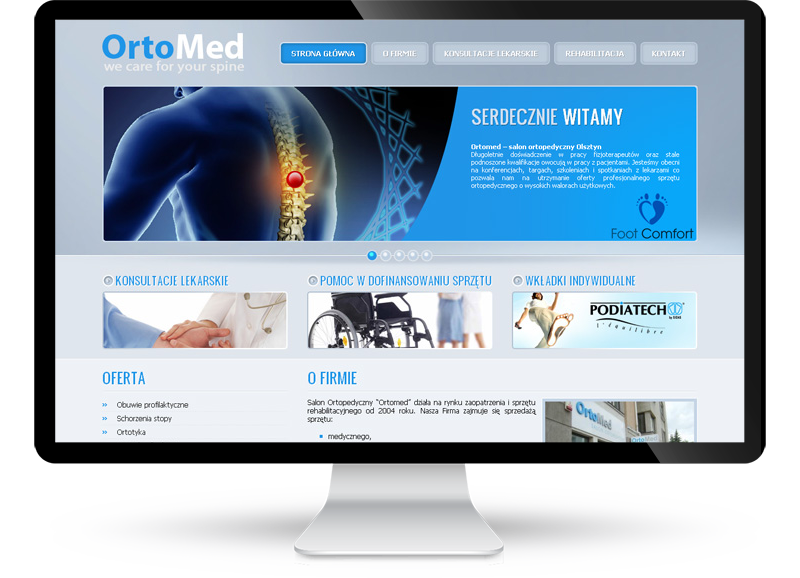 Strona internetowa dla firmy Ortomed