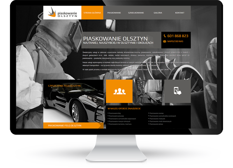 Strona www dla firmy Piaskowanie Olsztyn