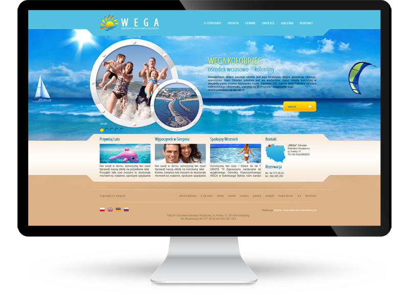 Strona www dla ośrodka wypoczynkowego nad morzem