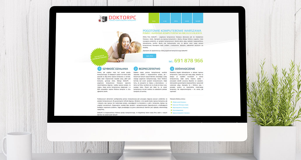 Strona www wykonana dla firmy DoktorPC Warszawa