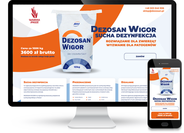 Landing page dla firmy Warmia Pasze